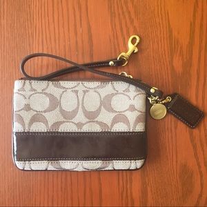 Classic Coach Canvas and Leather Wristlet